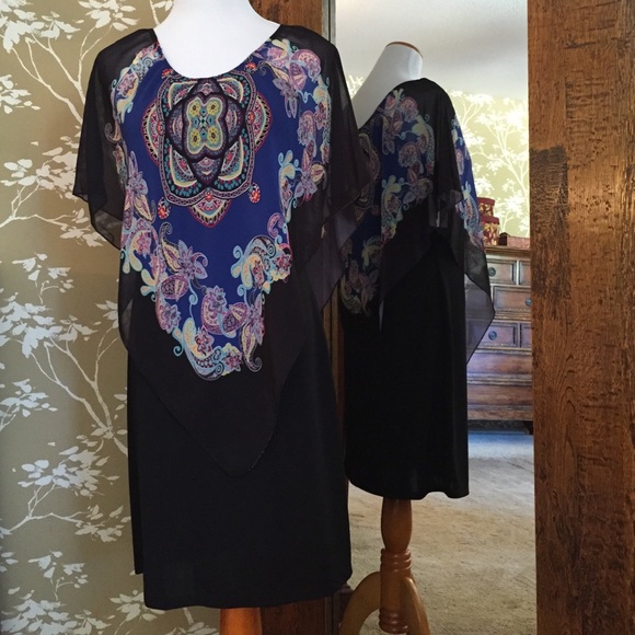Dress with Scarf Overlay