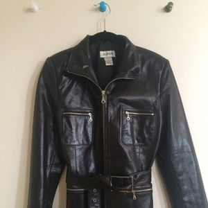 Alfani Genuine Leather Military Jacket