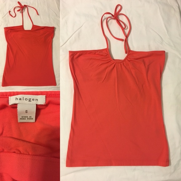 Halogen halter top in orange, size small.