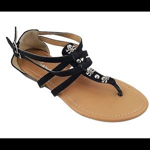 🎈BDAY SALE🎈 Black Skull Double-Buckle Sandal