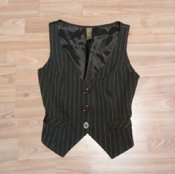 Brown & White Pinstripe Vest