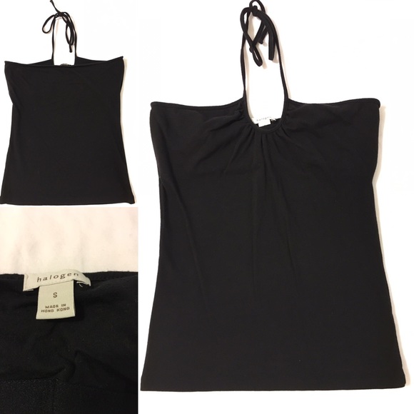 Halogen halter top in black, size small.