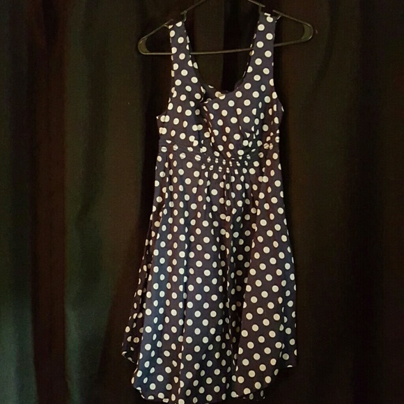 Navy blue white poker dots summer dress