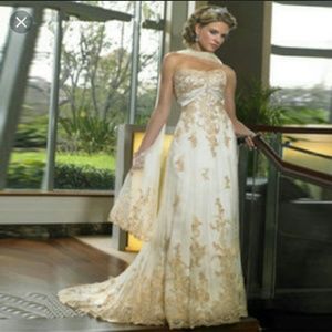 Gold and white wedding dress