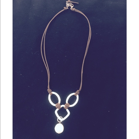 Silpada leather, silver and pearl necklace.