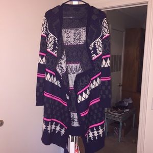 Navy Blue/Pink/White Cardigan