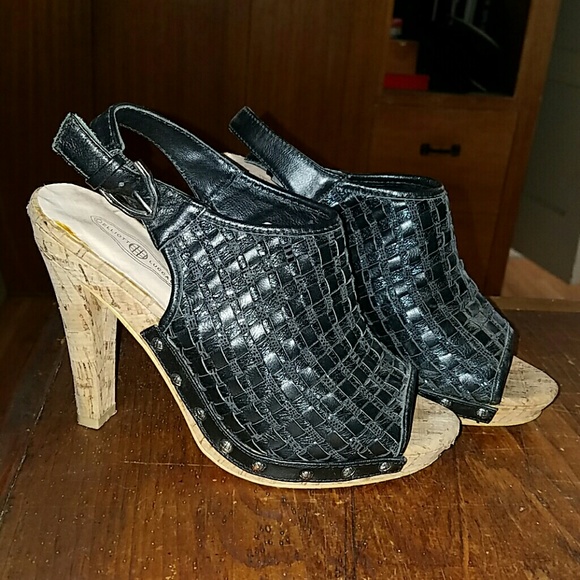 Leather and cork sling back sandals