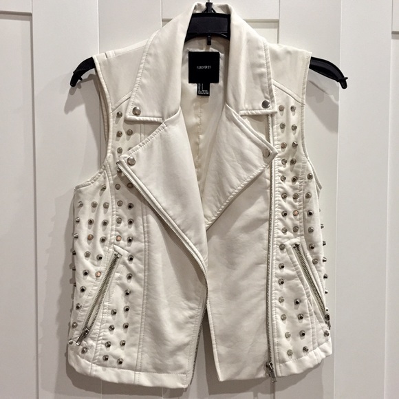 ✨SALE✨ Forever 21 White Studded Moto Vest