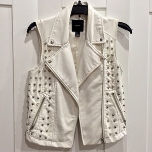 ✨SALE✨ Forever 21 White Studded Moto Vest