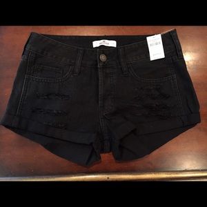NWT Hollister black denim shorts w/ tears