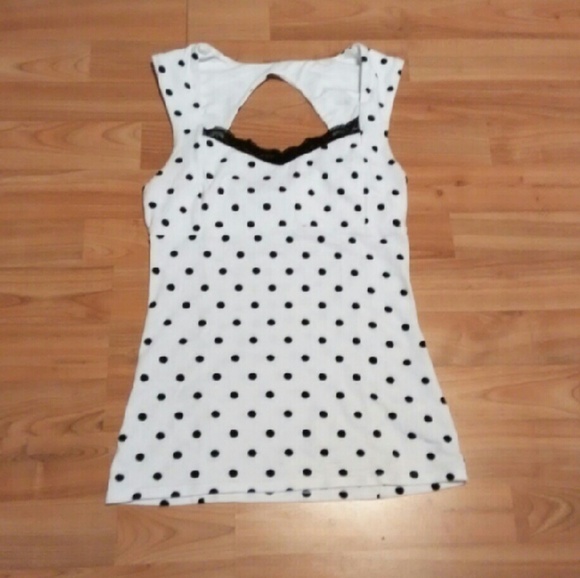 Express Black & White Polka Dot Top