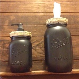 Mason jar soap dispensers/ Kleenx holder