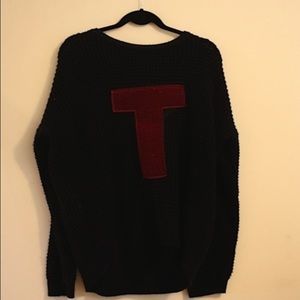 Topshop Navy Waffle knit Sweater