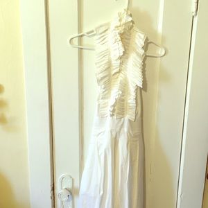 BCBG Max Azria Linen Ruffle Halter Sundress