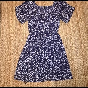 Navy and white speckled dress