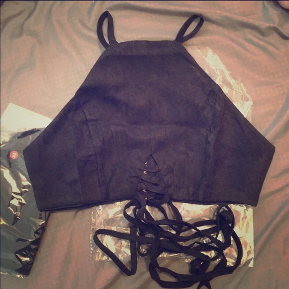 Faux suede CROP TOP