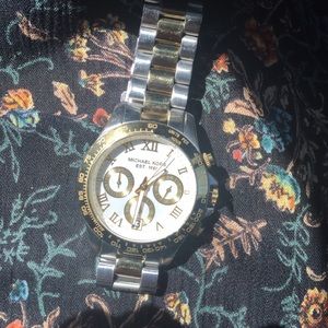 Silver and gold MK watch