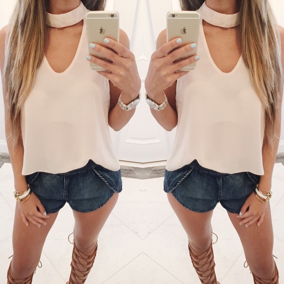 SOLD OUT ❌ Rosie Choker Neck Top in Nude - Picture 4 of 4