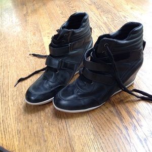 Pleather wedge sneakers