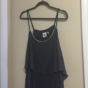 Gray with light blue trim romper