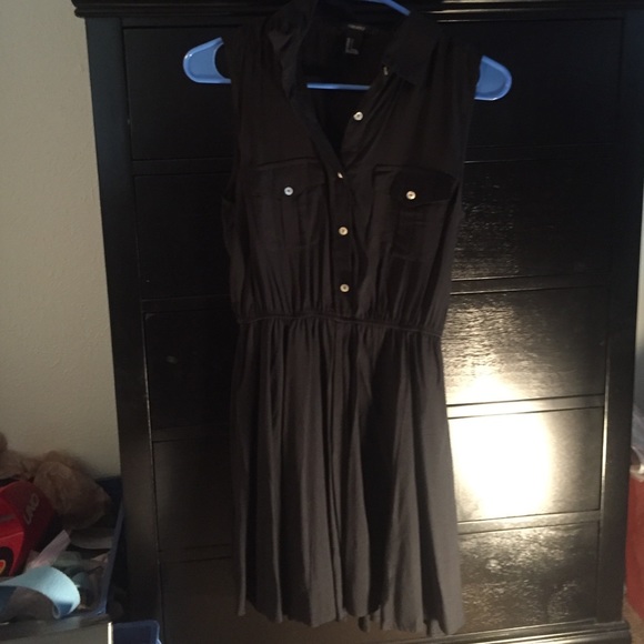 Black, button down babydoll dress