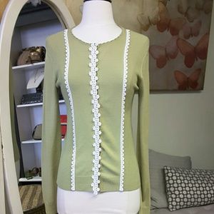Top Valentino Roma Noir Cachemire Laine Côtelé Avec Rose Brodé - Taille IT 44 (M), Occasion Parfait état