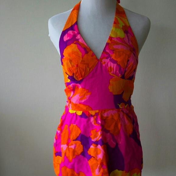 Vintage Hawaiian Cover Up/ Dress Neon