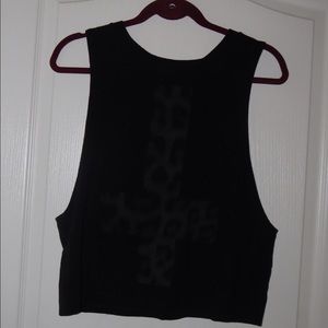 BLACK MUSCLE TEE WITH CHEETAH CROSS