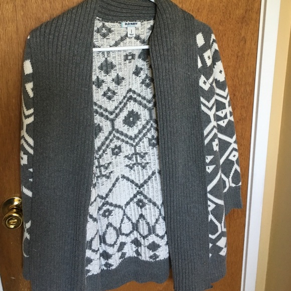 Gray & white cardigan