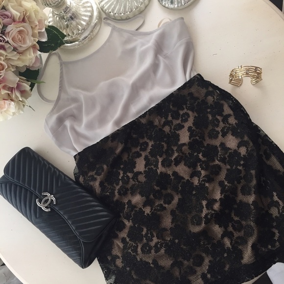 Never Worn Lush Black Lace Shimmer Skirt!