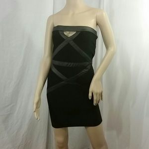 Bebe Sexy Mini Halter Top Body Con Dress Black M