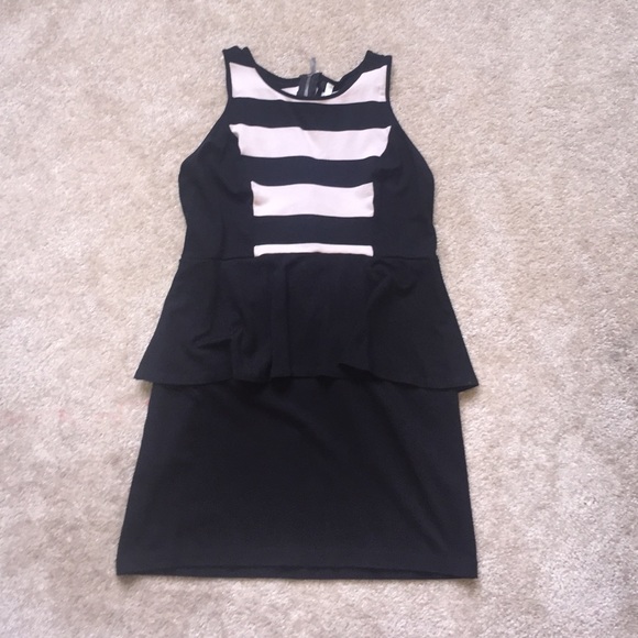 Black and White Peplum Dress