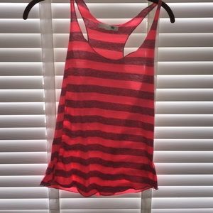Forever 21 Neon pink and gray razor back tank top