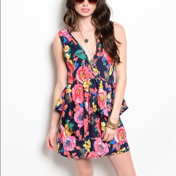 Pink Coral Flowers Dress - Picture 2 of 4