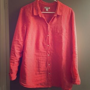 Coral orangey button down top