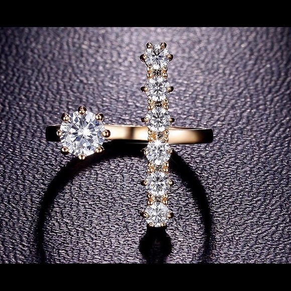 Jewelry Delicate Openfront 18k Gold Plated Long Bar Ring Poshmark