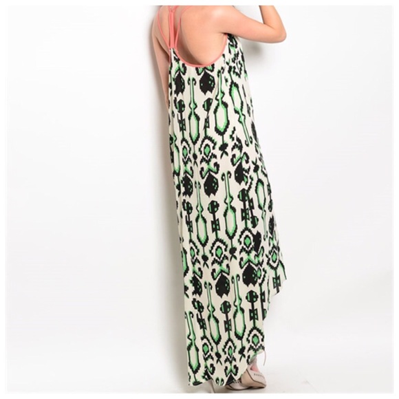 Ivory Green Coral Dress - Picture 2 of 4