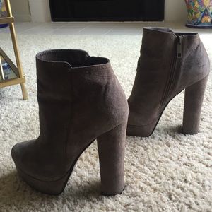 60's grey suede platform booties