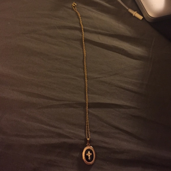 Gold cross locket with chain!