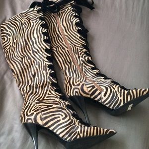 🔴 NEW Sergio Rossi Pony Hair High Heel Tall Boots