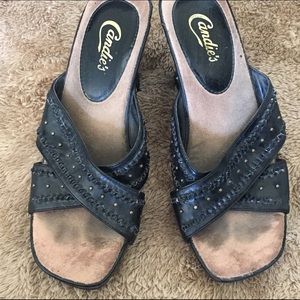 Candies black criss cross heels