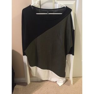 Black, White, Green Top