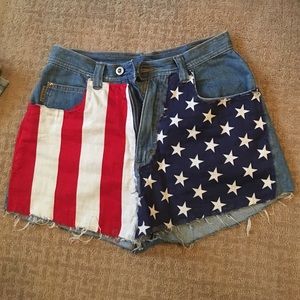 American Flag High Waisted Shorts