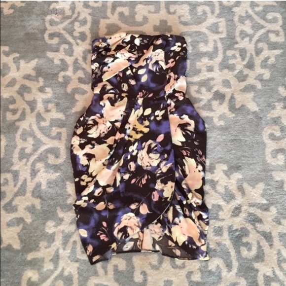 Floral Tulip purple strapless dress ASOS EUC