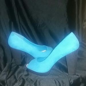 Aqua love peep-toe heels.