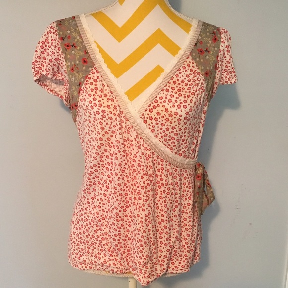 ANTHROPOLOGIE short sleeve mix pattern shirt