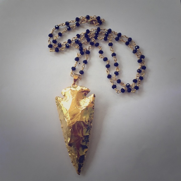 Gold Arrowhead Statement Necklace - Picture 1 of 4