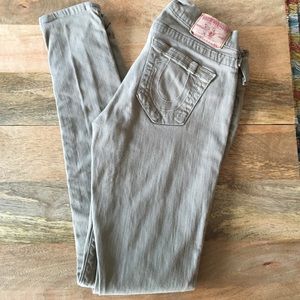 True Religion Beige Stretch Skinny Jeans