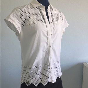 Madewell Cap Sleeve Eyelet Blouse