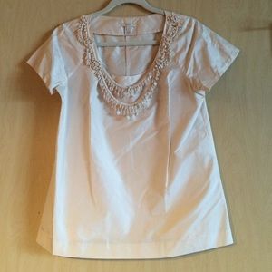 J.Crew 100% Silk "Eliza" Tee, white ash